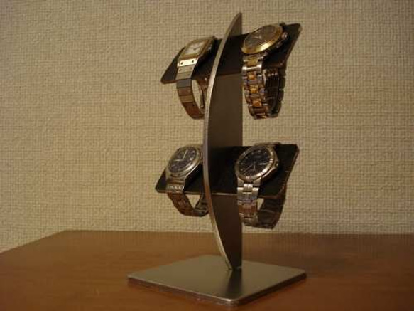 時計スタンド　ブラックコルク4本掛け腕時計スタンド　スタンダード 4枚目の画像
