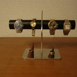 腕時計スタンド　ブラックコルク4本掛けデザイン腕時計スタンド 指輪スタンド 3枚目の画像