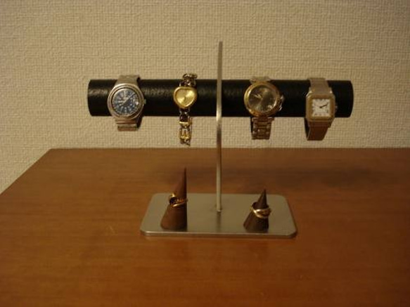 腕時計スタンド　ブラックコルク4本掛けデザイン腕時計スタンド 指輪スタンド 3枚目の画像