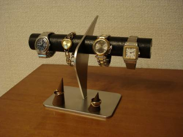 腕時計スタンド　ブラックコルク4本掛けデザイン腕時計スタンド 指輪スタンド 7枚目の画像