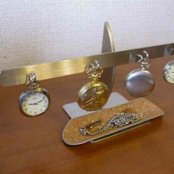 懐中時計スタンド　4本掛け懐中時計スタンドロングトレイ　三日月支柱　ak-design 3枚目の画像