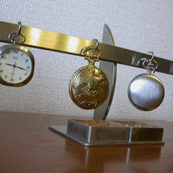 懐中時計スタンド　4本掛け懐中時計スタンド　ダブル角トレイ　ak-design 5枚目の画像