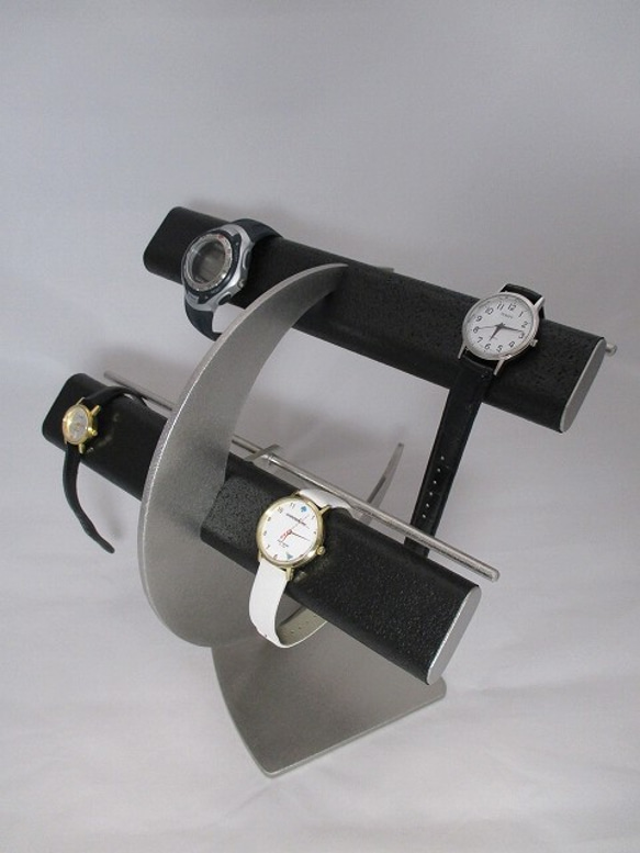 誕生日プレゼントに！ブラック革バンド専用三日月腕時計スタンド 　受注生産　No.170406 2枚目の画像