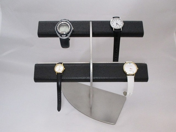 誕生日プレゼントに！ブラック革バンド専用三日月腕時計スタンド 　受注生産　No.170406 4枚目の画像