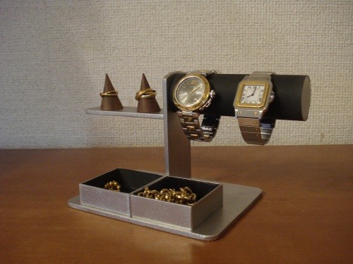 父の日に　ブラック！腕時計、リング、トレイアクセサリースタンド　N150103