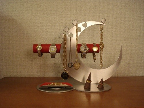 アクセサリースタンド　レッド指輪、ネックレス、腕時計三日月スタンド パート2　No.130613