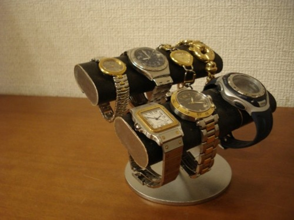ブラックダブルだ円パイプ4本掛け腕時計スタンド　ak-design　N121220 2枚目の画像