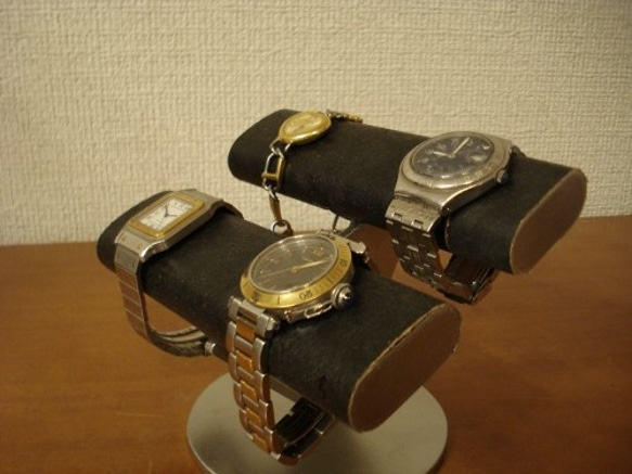 ブラックダブルだ円パイプ4本掛け腕時計スタンド　ak-design　N121220 5枚目の画像