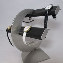 ブラック革バンド専用三日月腕時計スタンド 　受注生産　No.170406 7枚目の画像