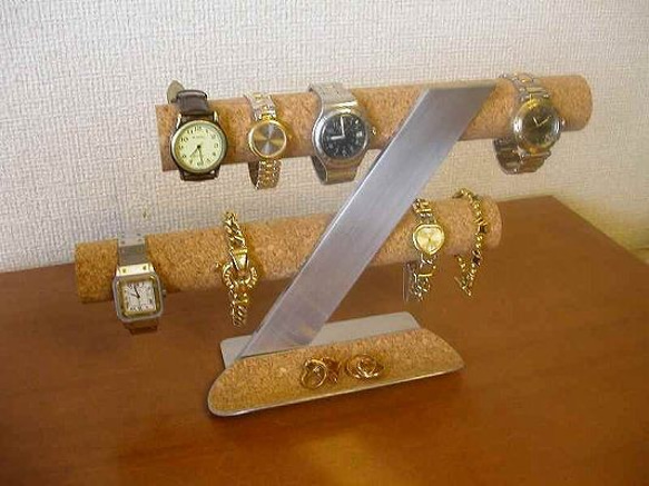 誕生日プレゼントに　8本掛けインテリア腕時計収納スタンドロングトレイ　No.80403 4枚目の画像