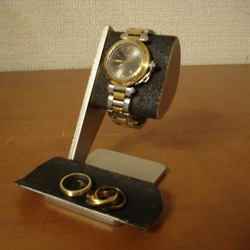 彼氏の誕生日プレゼントに　ブラック半円トレイ付き腕時計スタンド  No.130228 1枚目の画像