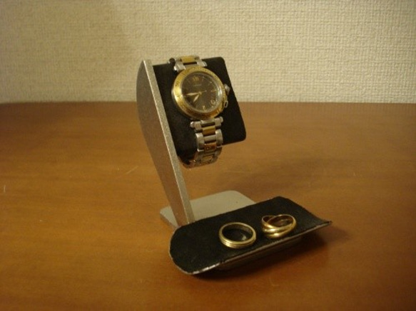 彼氏の誕生日プレゼントに　ブラック半円トレイ付き腕時計スタンド  No.130228 7枚目の画像