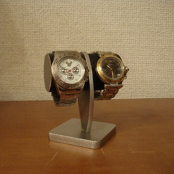 プレゼントに　2本掛けブラックどっしり腕時計スタンド　No.130327 4枚目の画像