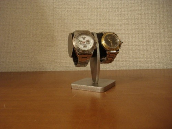 プレゼントに　2本掛けブラックどっしり腕時計スタンド　No.130327 5枚目の画像
