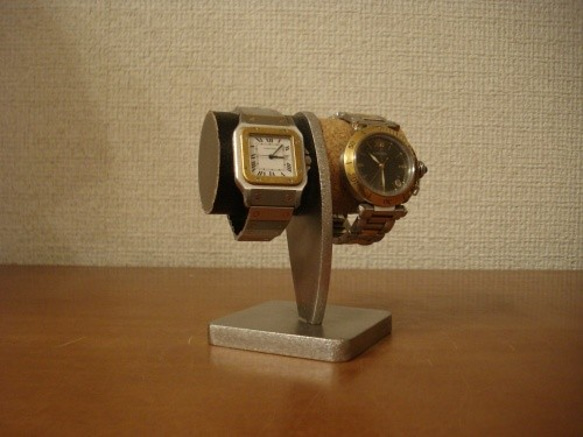 プレゼントに　2本掛け白黒どっしり腕時計スタンド　No.130327 4枚目の画像