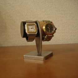 プレゼントに　2本掛け白黒どっしり腕時計スタンド　No.130327 6枚目の画像