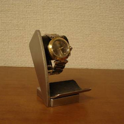 腕時計スタンド　ブラックコルクデスク腕時計スタンドブラックトレイ付き　No.120214 3枚目の画像