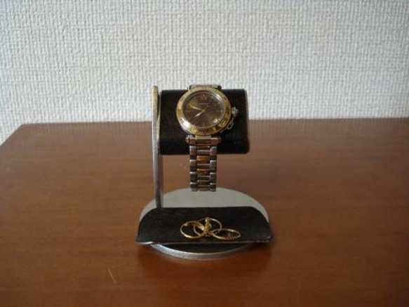 お父さん、お祖父さんに　ブラックコルクディスプレイ腕時計スタンド　黒トレイバージョン　N12320－4 2枚目の画像