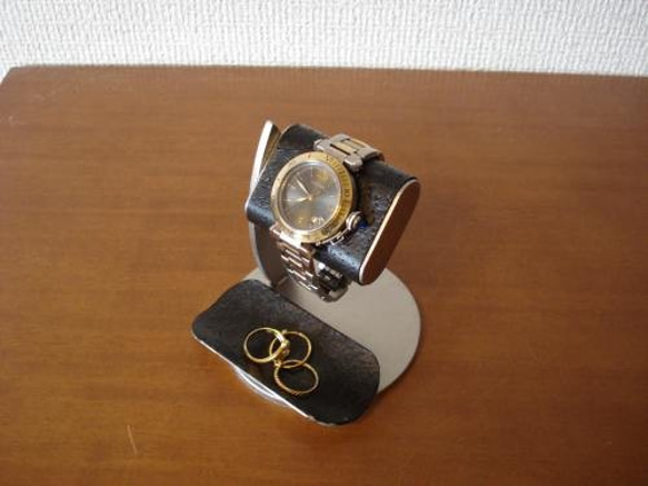 お父さん、お祖父さんに　ブラックコルクディスプレイ腕時計スタンド　黒トレイバージョン　N12320－4 4枚目の画像