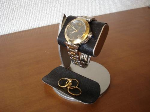 お父さん、お祖父さんに　ブラックコルクディスプレイ腕時計スタンド　黒トレイバージョン　N12320－4 6枚目の画像