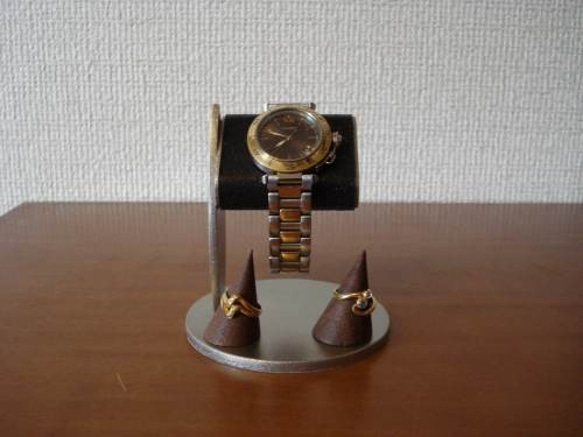 お父さん、お祖父さんに　ブラックコルク腕時計スタンド　ダブルリングスタンドバージョン　N12320－4 2枚目の画像