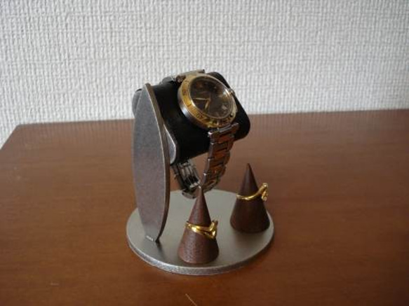 お父さん、お祖父さんに　ブラックコルク腕時計スタンド　ダブルリングスタンドバージョン　N12320－4 5枚目の画像