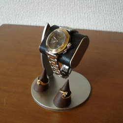 お父さん、お祖父さんに　ブラックコルク腕時計スタンド　ダブルリングスタンドバージョン　N12320－4 8枚目の画像