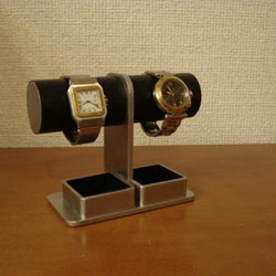 お父さん、お祖父さんにプレゼント　♬コンパクト2本掛けダブルトレイ腕時計スタンド　N120928 3枚目の画像