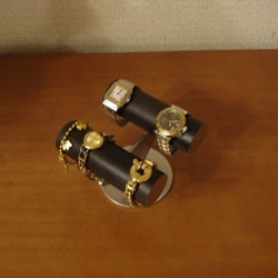 プレゼントに　ブラック腕時計ケース型腕時計スタンド　丸パイプ4本掛け 4枚目の画像