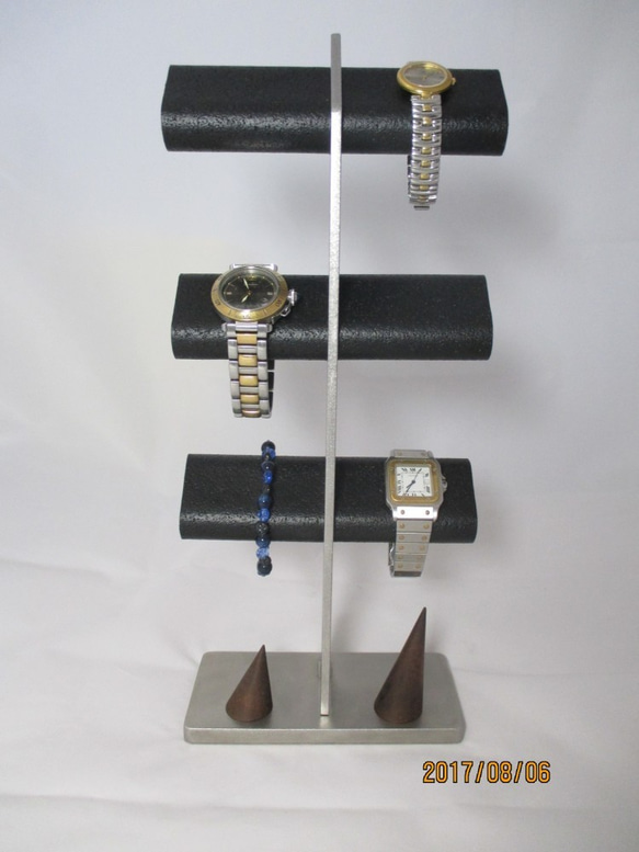 腕時計　リング　飾るだパイプ6本掛け腕時計スタンド 指輪スタンド付き　受注販売　ak-design 2枚目の画像