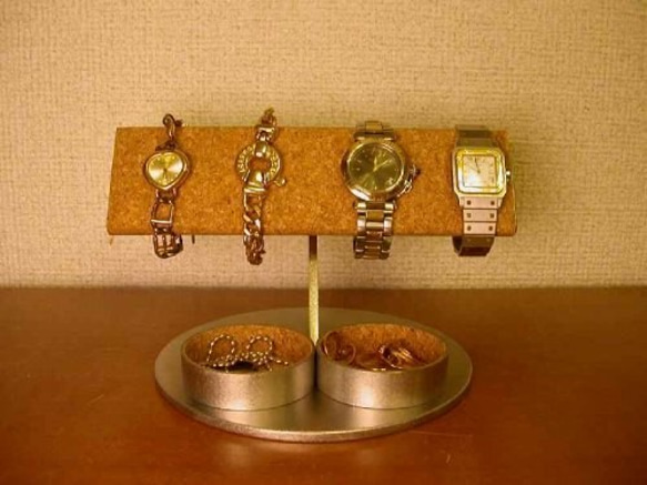 腕時計　飾る　4本掛け半円腕時計スタンドダブル丸トレイ　IMG0190 1枚目の画像