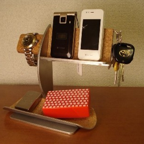 腕時計 スマホ 飾る 腕時計、キー、ダブルトレイスタンド ブラック 