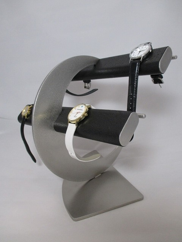 クリスマスプレゼントにどうですか？　ブラック革バンド専用三日月腕時計スタンド 　受注生産　No.170406 7枚目の画像