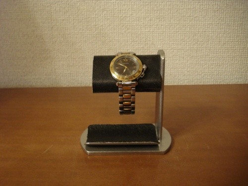 クリスマプレゼントに　プラスドライバーでだ円パイプの角度を変えられるブラック腕時計スタンド　トレイ付き 　N130221