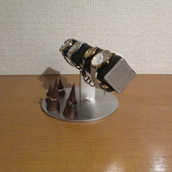 腕まわりが大きい時計専用角パイプ腕時計スタンド　ブラック　指輪スタンド　リングスタンド　181113 4枚目の画像