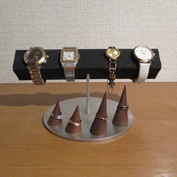 腕まわりが大きい時計専用角パイプ腕時計スタンド　ブラック　指輪スタンド　リングスタンド　181113 5枚目の画像
