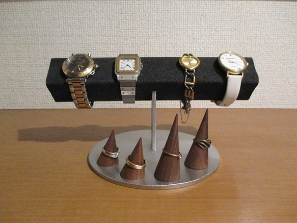 腕まわりが大きい時計専用角パイプ腕時計スタンド　ブラック　指輪スタンド　リングスタンド　181113 8枚目の画像