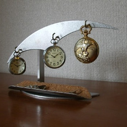 クリスマスに　3本掛け懐中時計ディスプレイロングトレイ　　ak-design 2枚目の画像