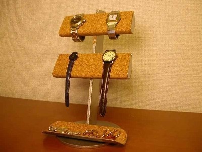 クリスマスにどうぞ　革バンド＆メタルバンド4本掛けトレイ付き腕時計スタンド　IMG0161