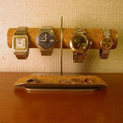 バレンタインデーにどうぞ　　腕時計4本掛けロングトレイ付きハーフムーン腕時計スタンド 2枚目の画像