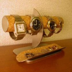 バレンタインデーにどうぞ　　腕時計4本掛けロングトレイ付きハーフムーン腕時計スタンド 4枚目の画像