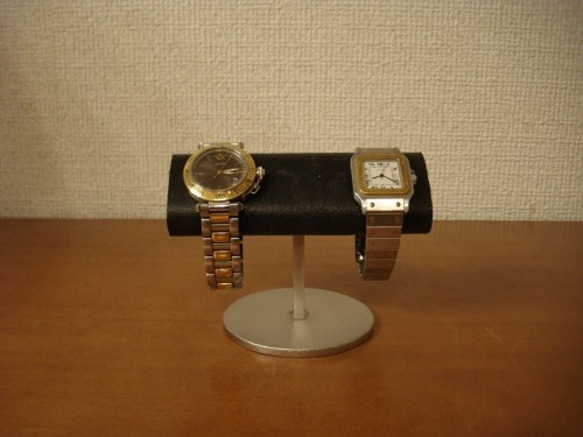 バレンタインデーに　2本掛けブラック楕円パイプ腕時計スタンド　 ak-design　N130110 4枚目の画像
