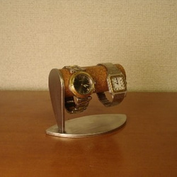 バレンタインデーに　腕時計　飾る　かわいいリーフ台座2本掛け腕時計スタンド　90630の1 3枚目の画像