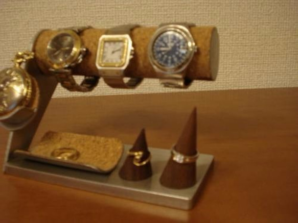 バレンタインデーにどうぞ　3本掛け腕時計スタンド＆懐中時計、ダブルリングスタンド 4枚目の画像