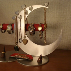 アクセサリーケース　レッド指輪、ネックレス、腕時計三日月スタンド パート2　13613 8枚目の画像