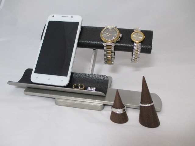 バレンタインデーにどう　だ円パイプブラック腕時計4本掛け、スマホ、めがね、アクセサリー収納スタンド　　No.161213｜詳細画像