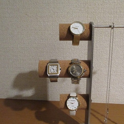 在庫あり　上段、下段女性用時計掛け、中段男性用時計掛け、ネックレス、リング、ダブルトレイアクセサリースタンド 4枚目の画像