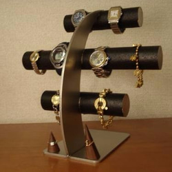 誕生日プレゼントに　ブラック8本掛け腕時計スタンド　指輪スタンドバージョン　ak-design 1枚目の画像