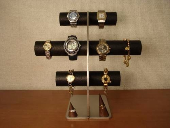 誕生日プレゼントに　ブラック8本掛け腕時計スタンド　指輪スタンドバージョン　ak-design 2枚目の画像