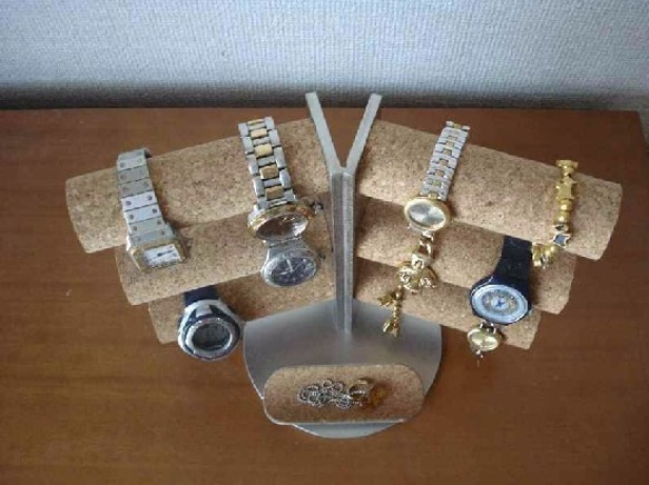 腕時計　飾る　　12本掛け角度付き腕時計スタンド　ハーフパイプトレイ付き 4枚目の画像